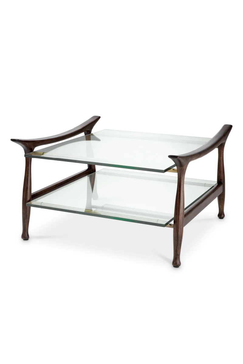 Table basse en métal marron et verre transparent | Eichholtz Manzo | Meubleluxe.fr