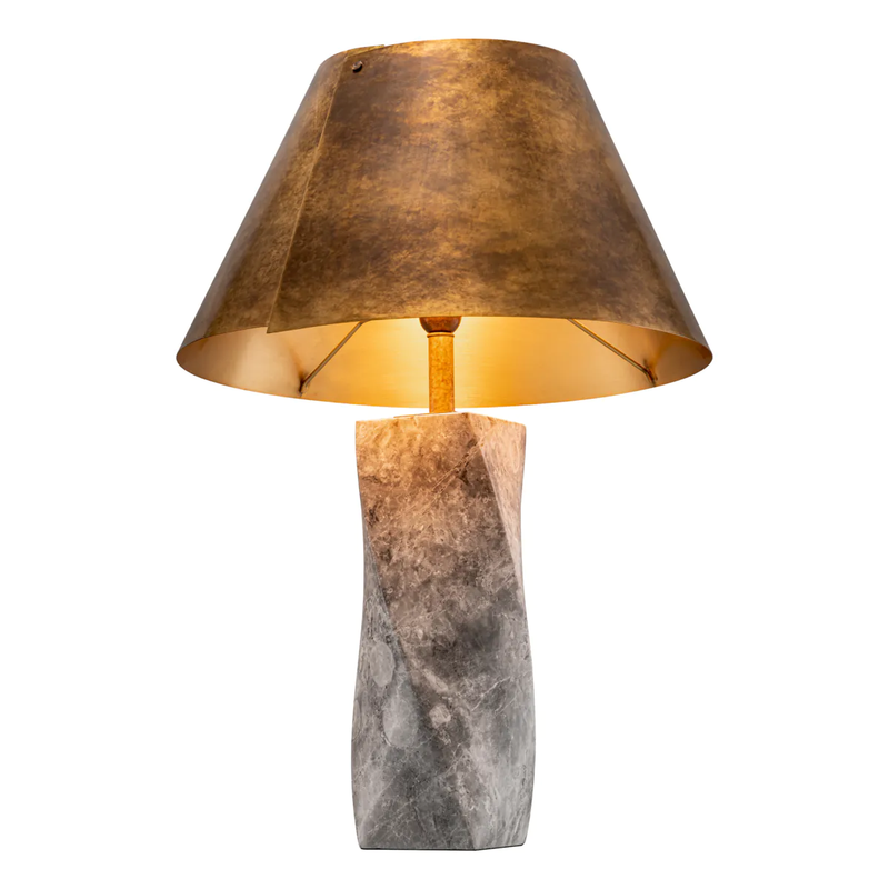 Lampe de table en laiton vieilli et en marbre gris | Eichholtz Camelia | Meubleluxe.fr