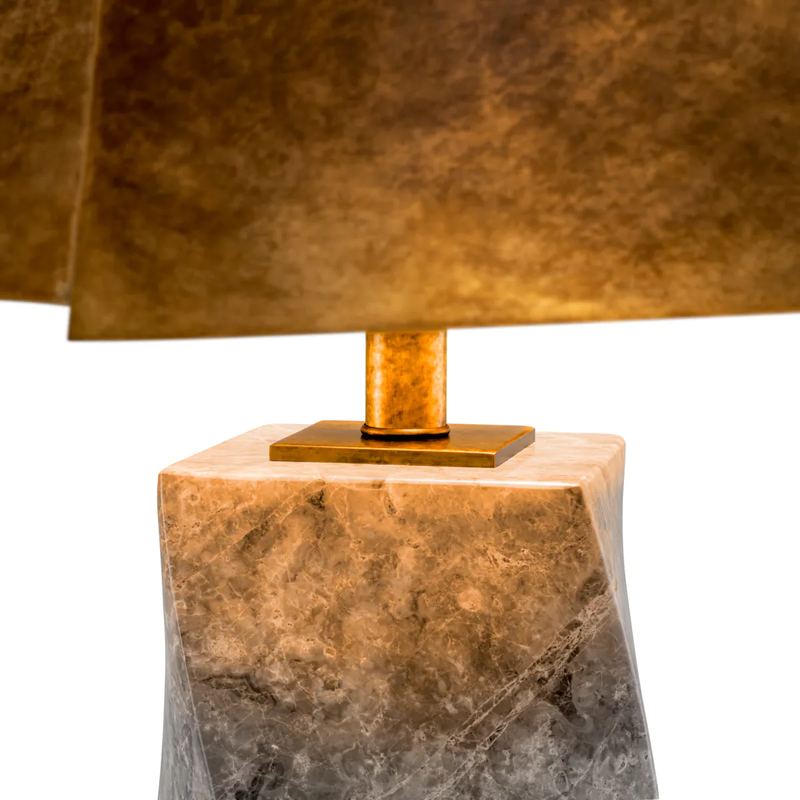 Lampe de table en laiton vieilli et en marbre gris | Eichholtz Camelia | Meubleluxe.fr