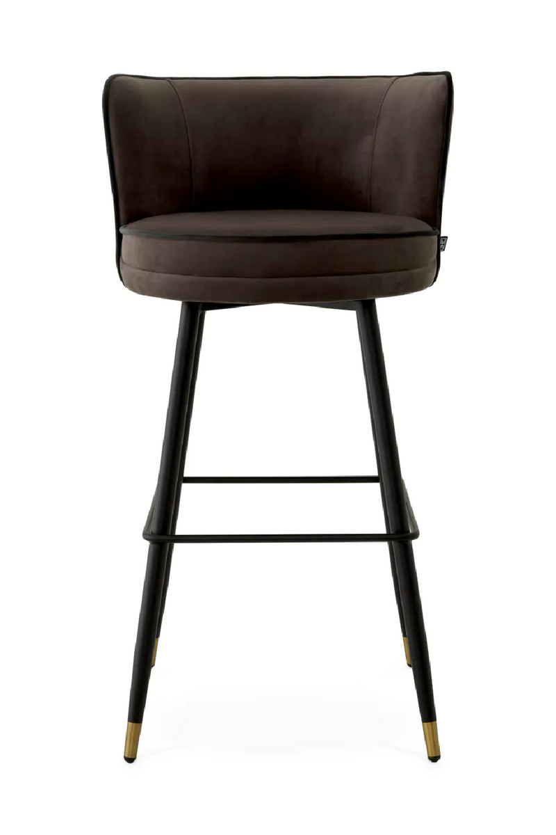 Chaise de bar en velours marron foncé | Eichholtz Grenada | Meubleluxe.fr  