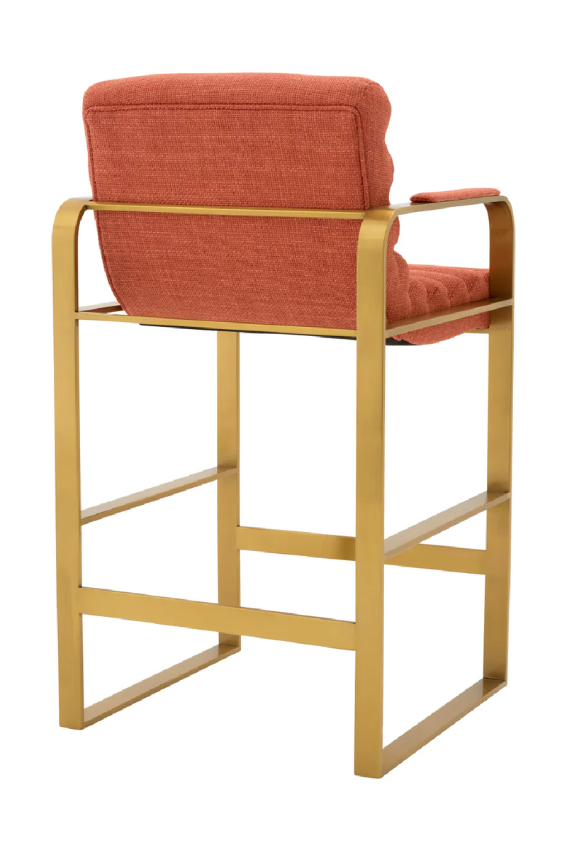 Chaise de comptoir en laiton brossé et en tissu orange | Eichholtz Olsen | Meubleluxe.fr