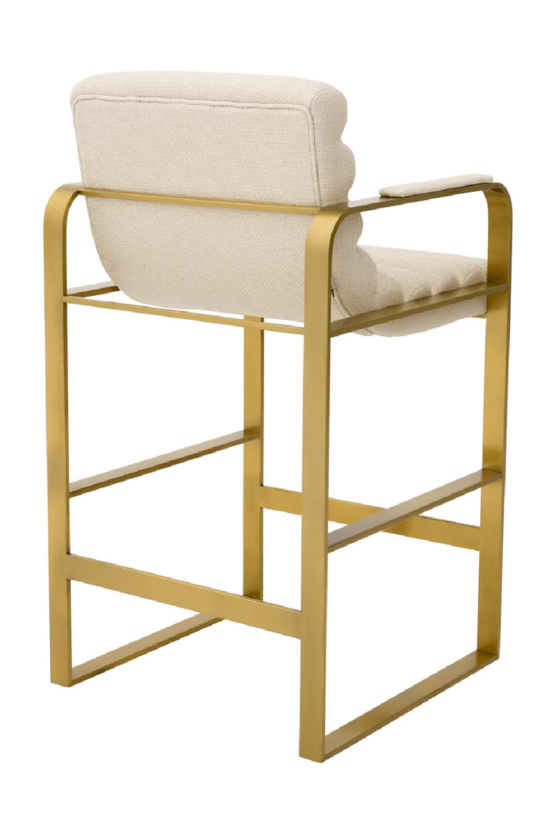 Chaise de comptoir en laiton brossé et en tissu sable | Eichholtz Olsen | Meubleluxe.fr
