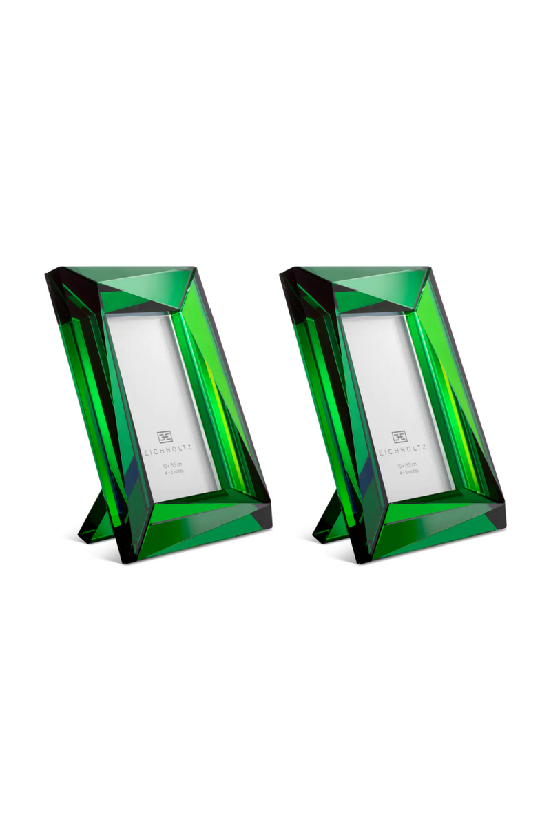 Cadre photo en cristal vert (lot de 2) | Eichholtz Obliquity S | Meubleluxe.fr