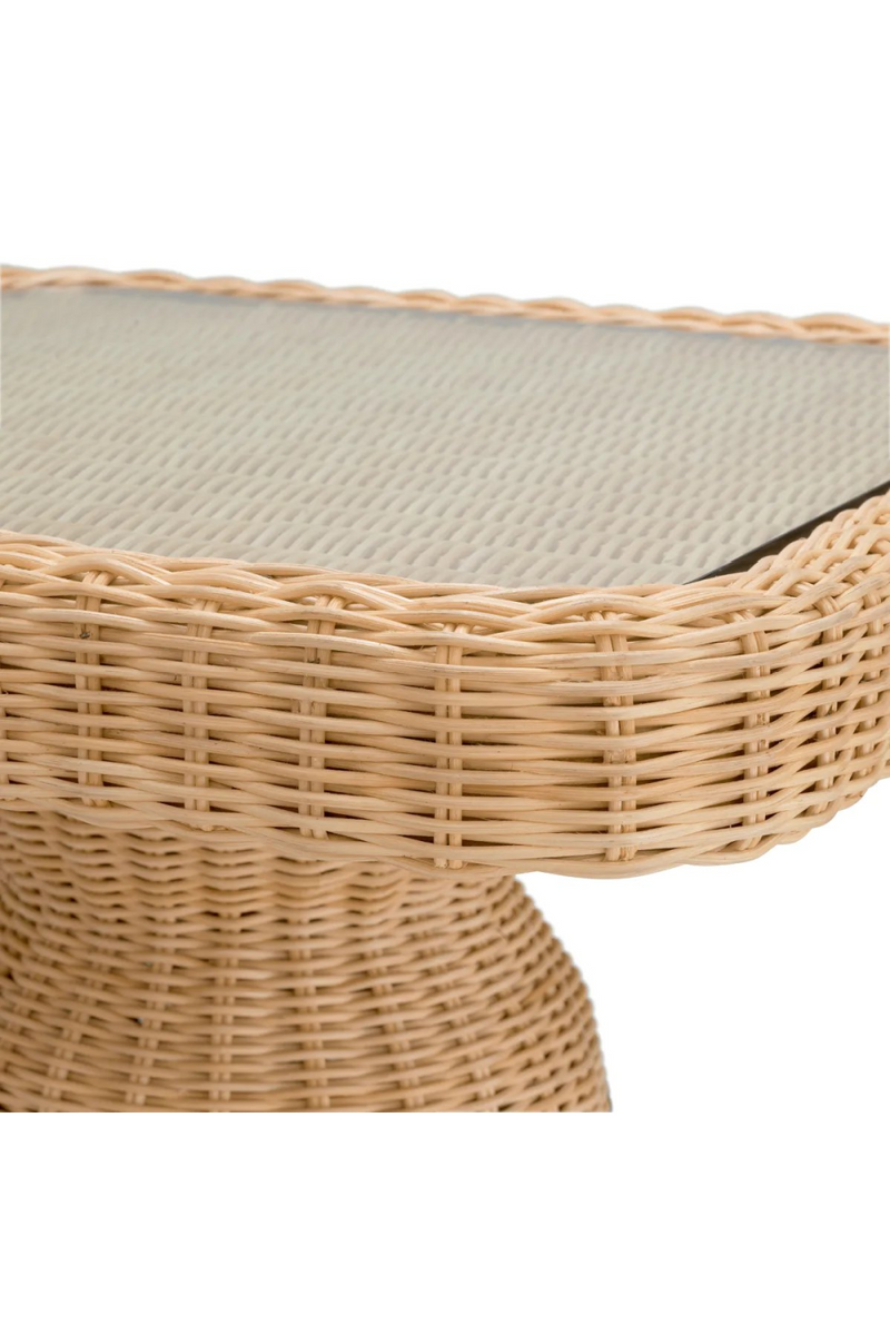 Table d'appoint en rotin naturel avec plateau en cristal | Eichholtz Tiago | Meubleluxe.fr