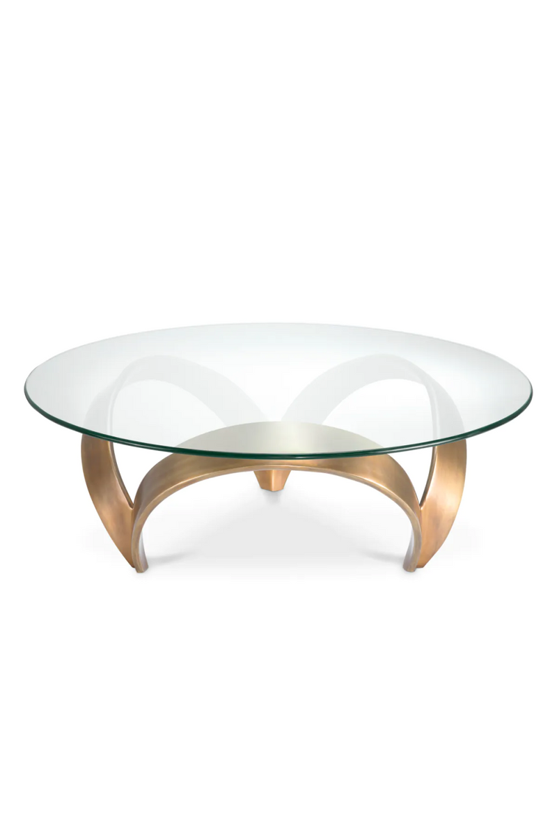 Table basse en laiton vieilli et verre transparent | Eichholtz Soquel | Meubleluxe.fr