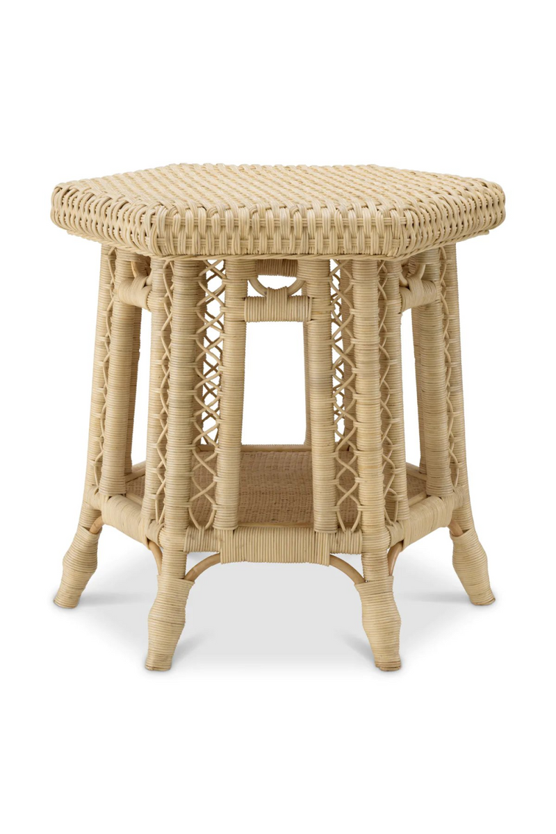 Table d'appoint en rotin naturel | Eichholtz Saba Hexagon | Meubleluxe.fr