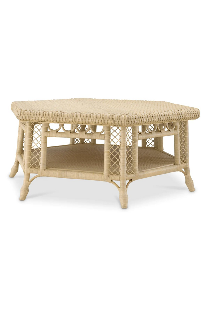 Table basse en rotin naturel | Eichholtz Saba Hexagon | Meubleluxe.fr