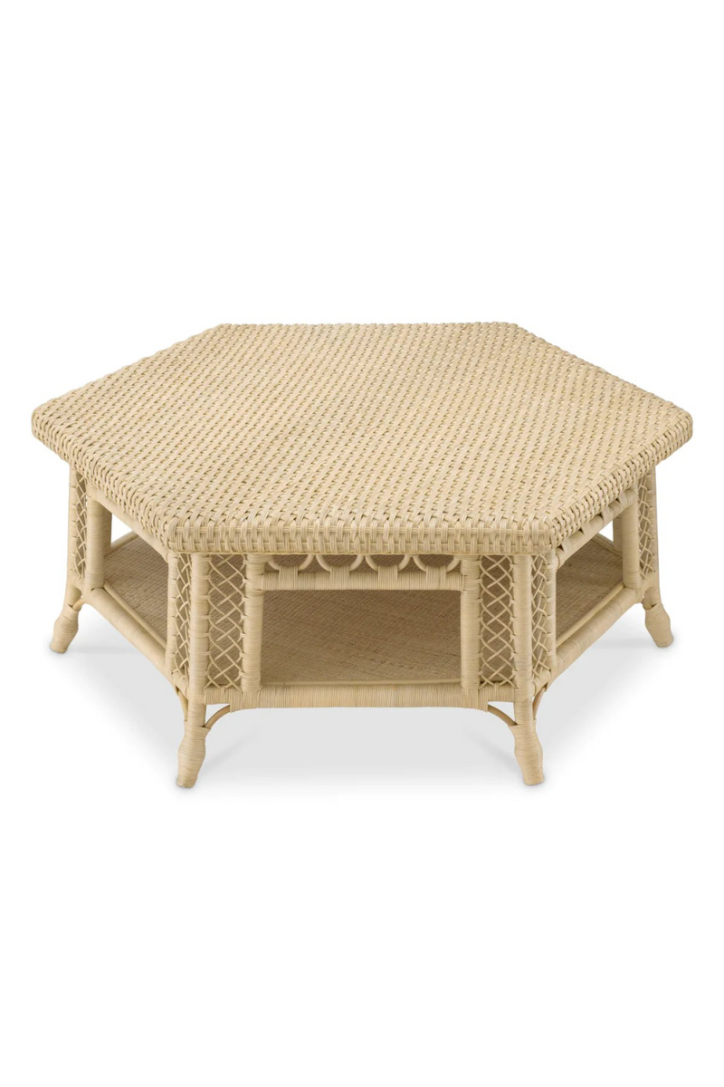 Table basse en rotin naturel | Eichholtz Saba Hexagon | Meubleluxe.fr