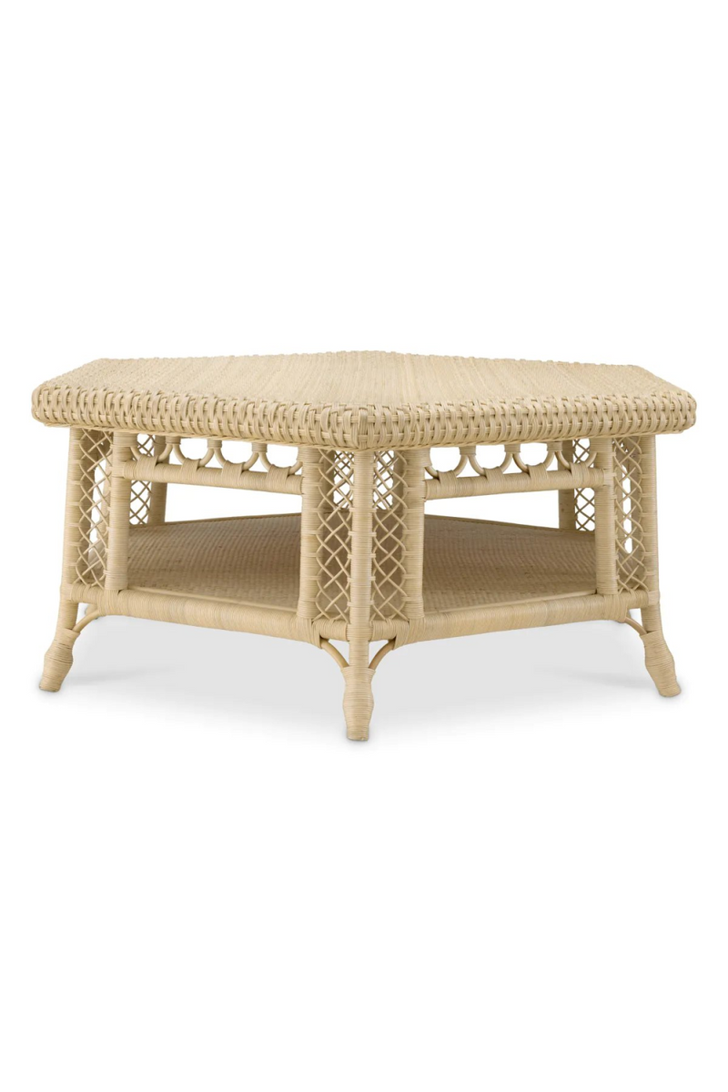 Table basse en rotin naturel | Eichholtz Saba Hexagon | Meubleluxe.fr