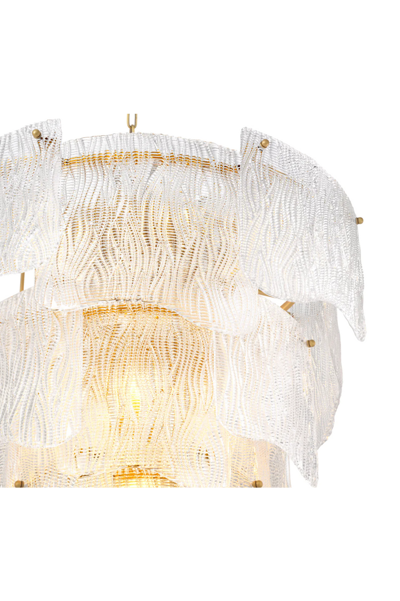 Lustre en laiton vieilli et verre texturé | Eichholtz Asinara L | Meubleluxe.fr