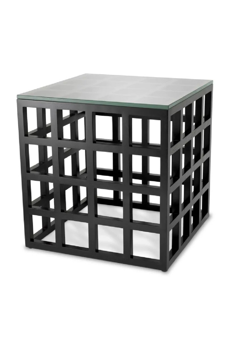 Table d'appoint carré en bois noir | Eichholtz Cubico | Meubleluxe.fr