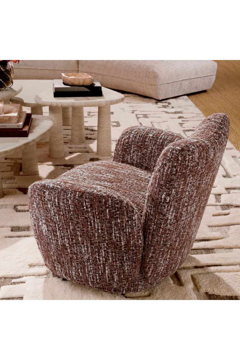 Fauteuil tournant Bouclé Sonata Rouge | Eichholtz Merida | Meublelue.fr