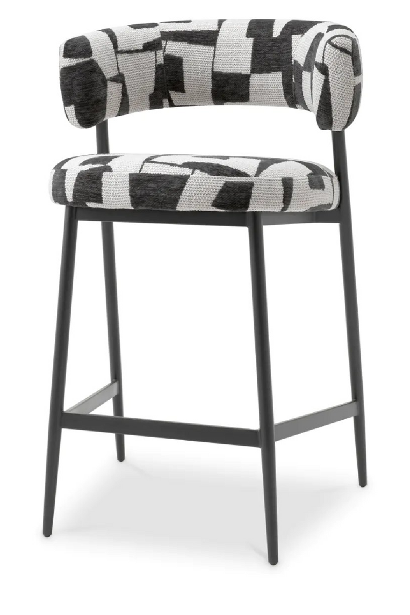 Tabouret de comptoir noir tapissé Brooklyn avec pieds noirs | Eichholtz Folsom | Meubleluxe.fr