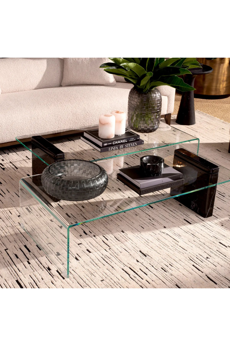 Table basse en marbre noir et cristal transparent | Eichholtz Stonecrest; | Meubleluxe.fr