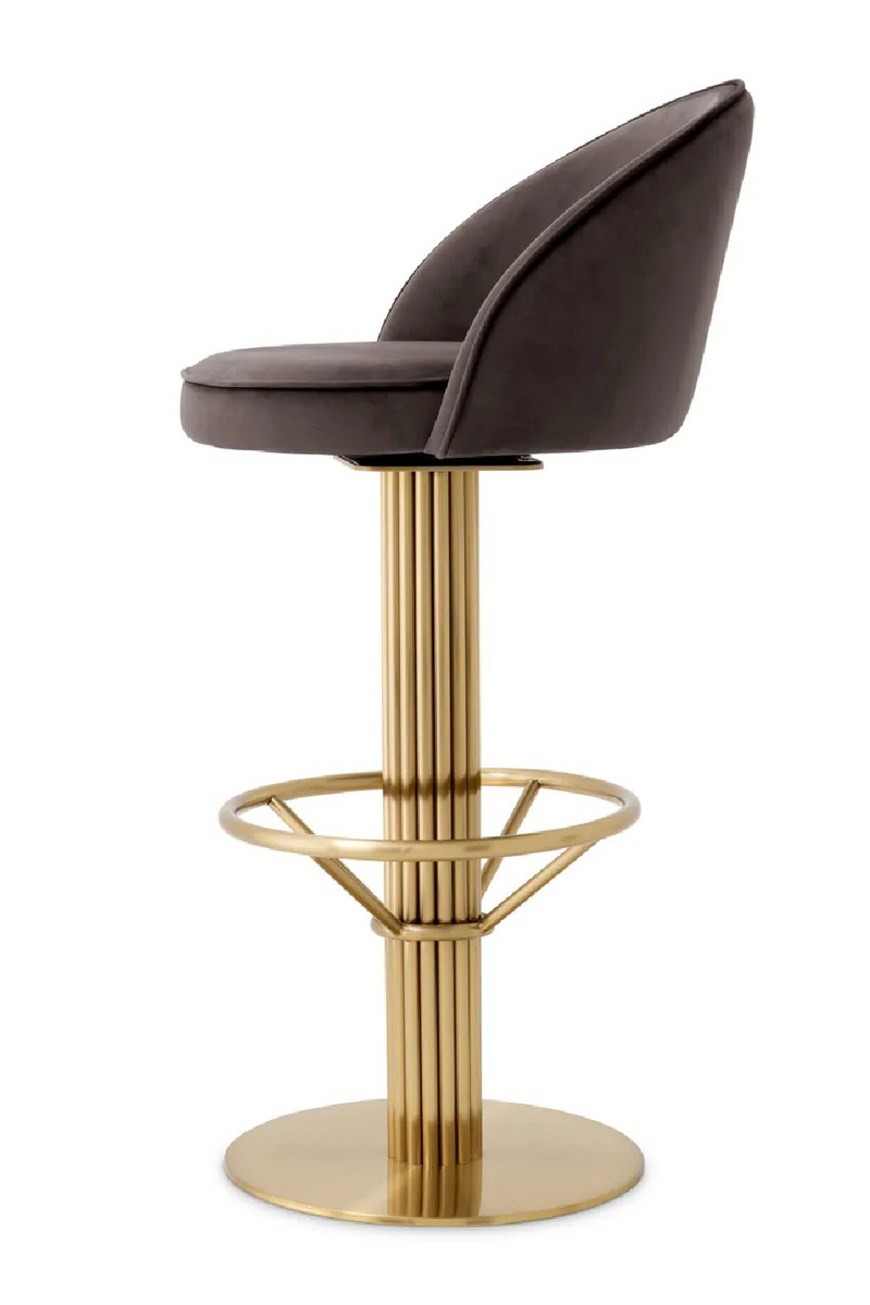 Tabouret de bar en velours gris foncé et laiton brossé | Eichholtz Dorland | Meubleluxe.fr