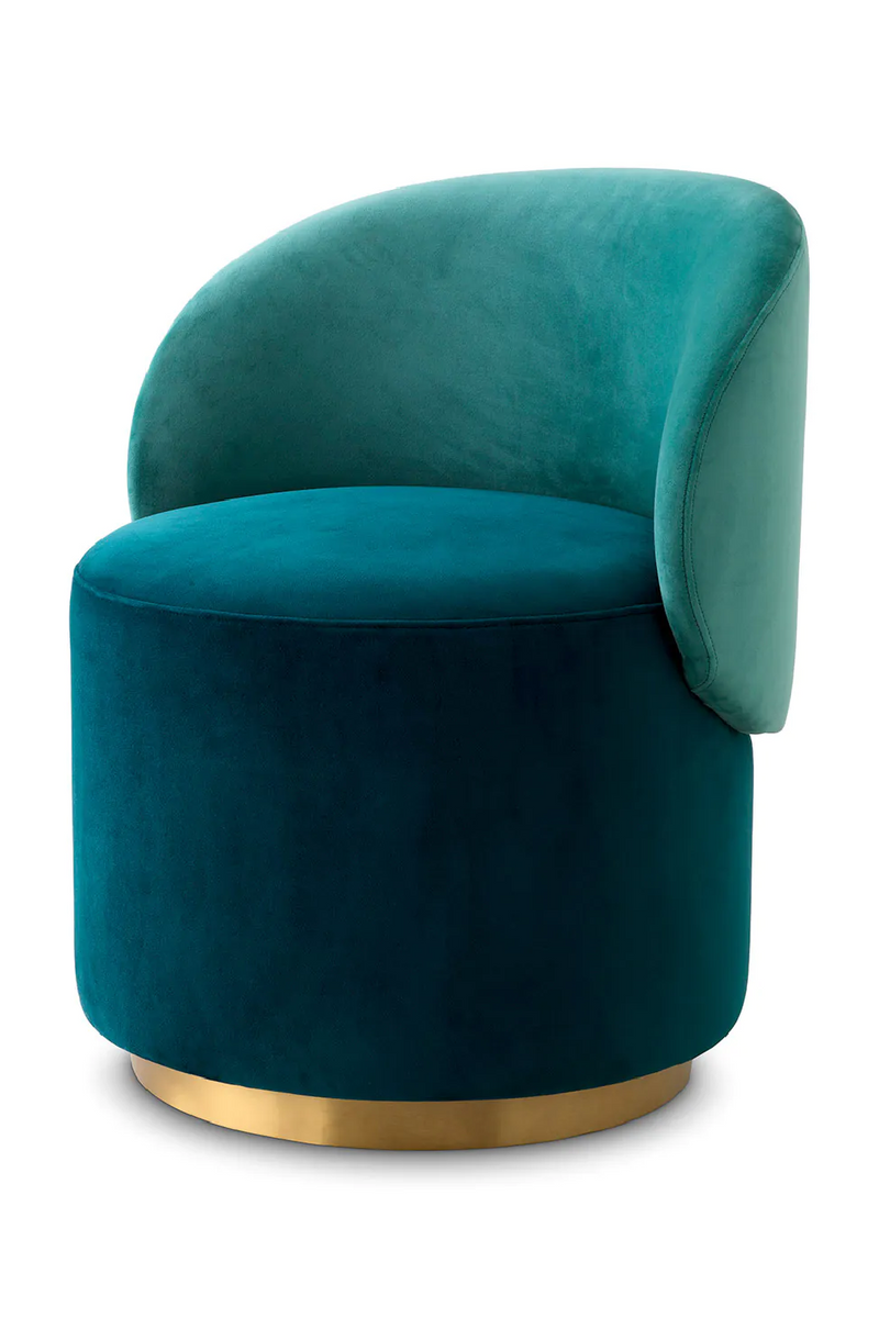 Chaise basse pivotante en velours turquoise | Eichholtz Greer | Meubleluxe.fr