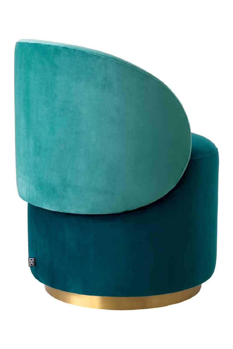 Chaise basse pivotante en velours turquoise | Eichholtz Greer | Meubleluxe.fr