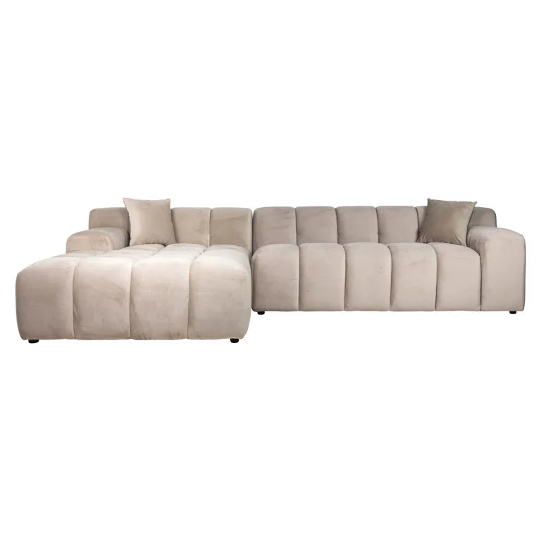 3-seater sofa in taupe velvet (left chaise longue) | Richmond Cube