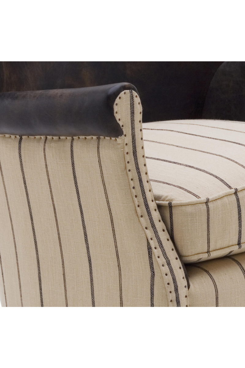 Fauteuil en cuir à rayures marron | Andrew Martin Harrow | Meubleluxe.fr