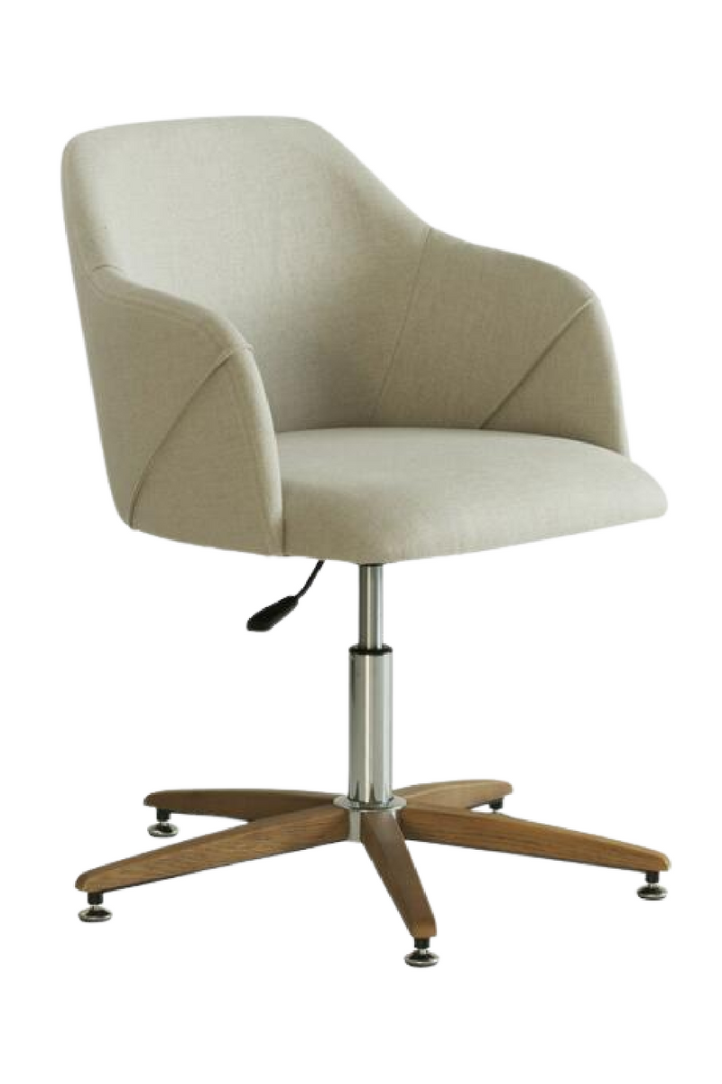 Chaise pivotante de bureau en lin blanc | Andrew Martin Koda | Meubleluxe.fr