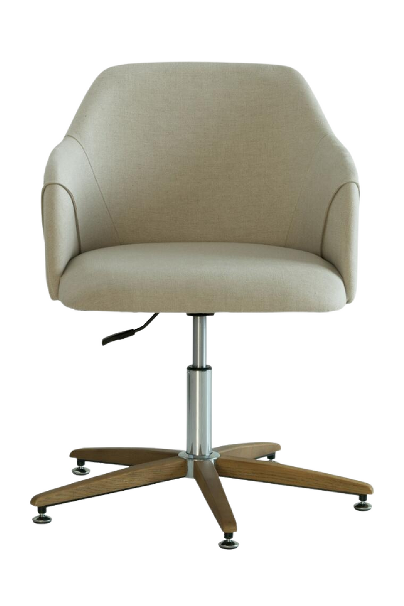 Chaise pivotante de bureau en lin blanc | Andrew Martin Koda | Meubleluxe.fr