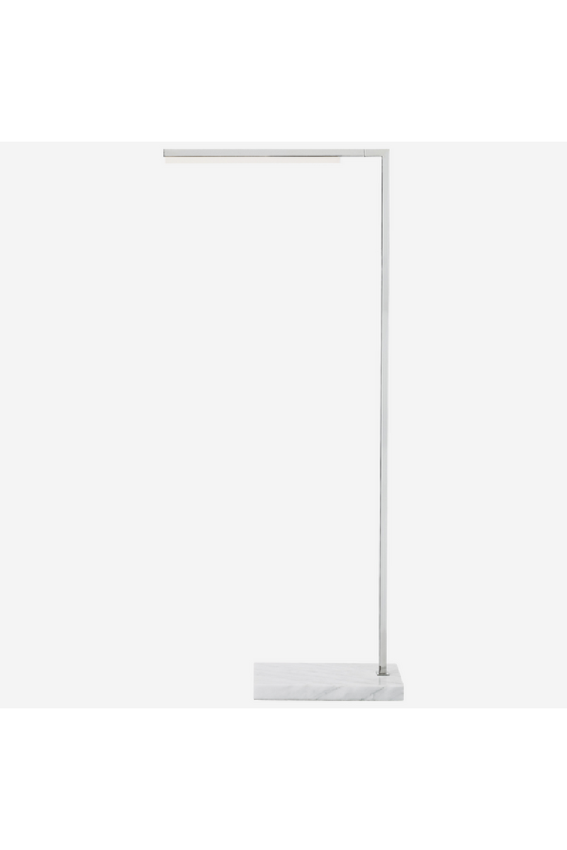 Lampadaire nickelé poli et marbre blanc | Andrew Martin Klee