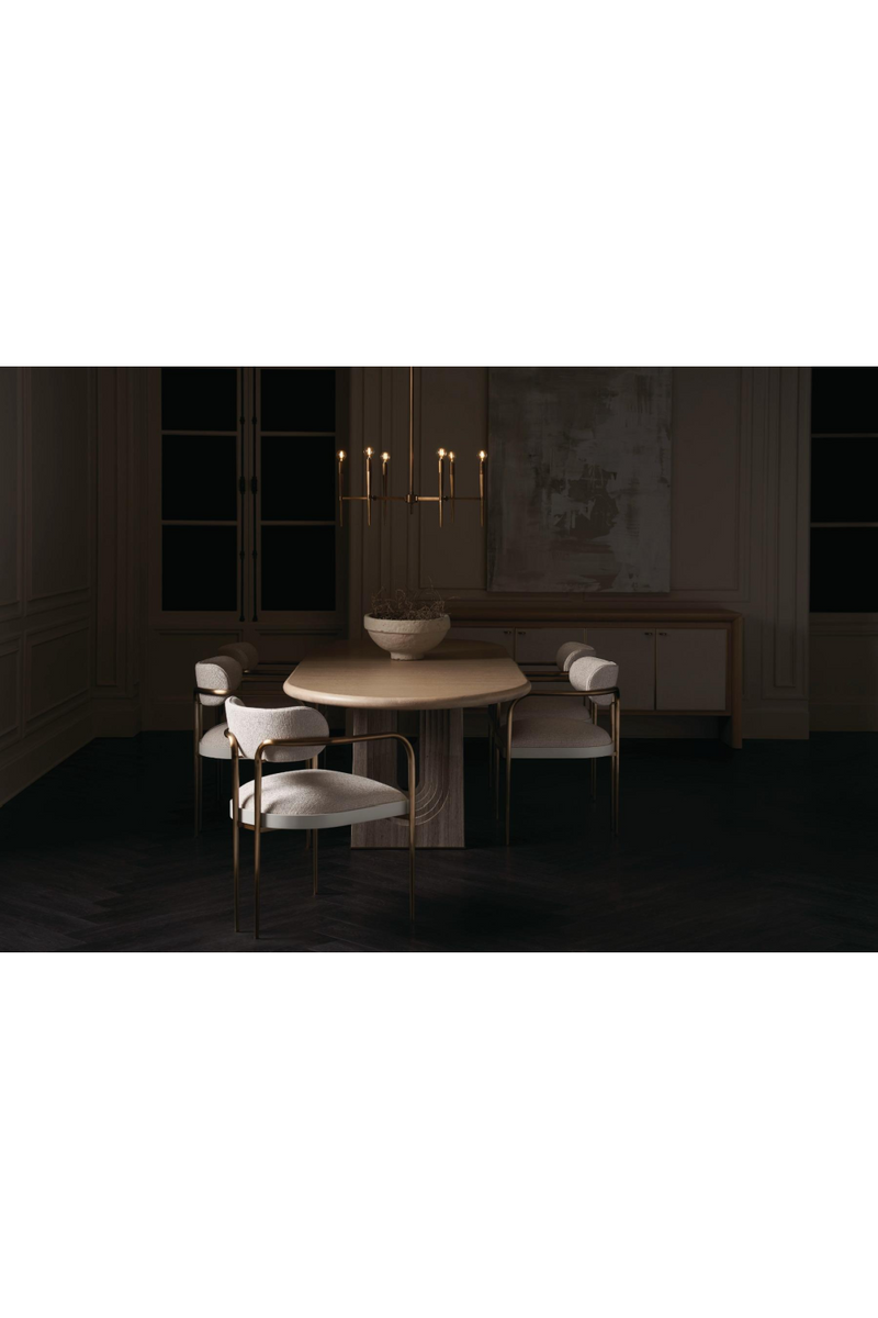 Table de salle à manger extensible en travertin | Caracole Emphasis | Meubleluxe.fr