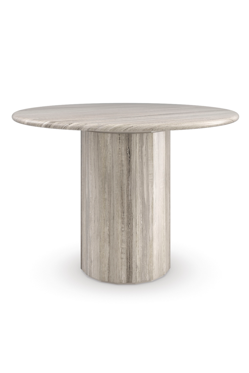 Table de salle à manger ronde en grès gris | Caracole Mesita | Meubleluxe.fr