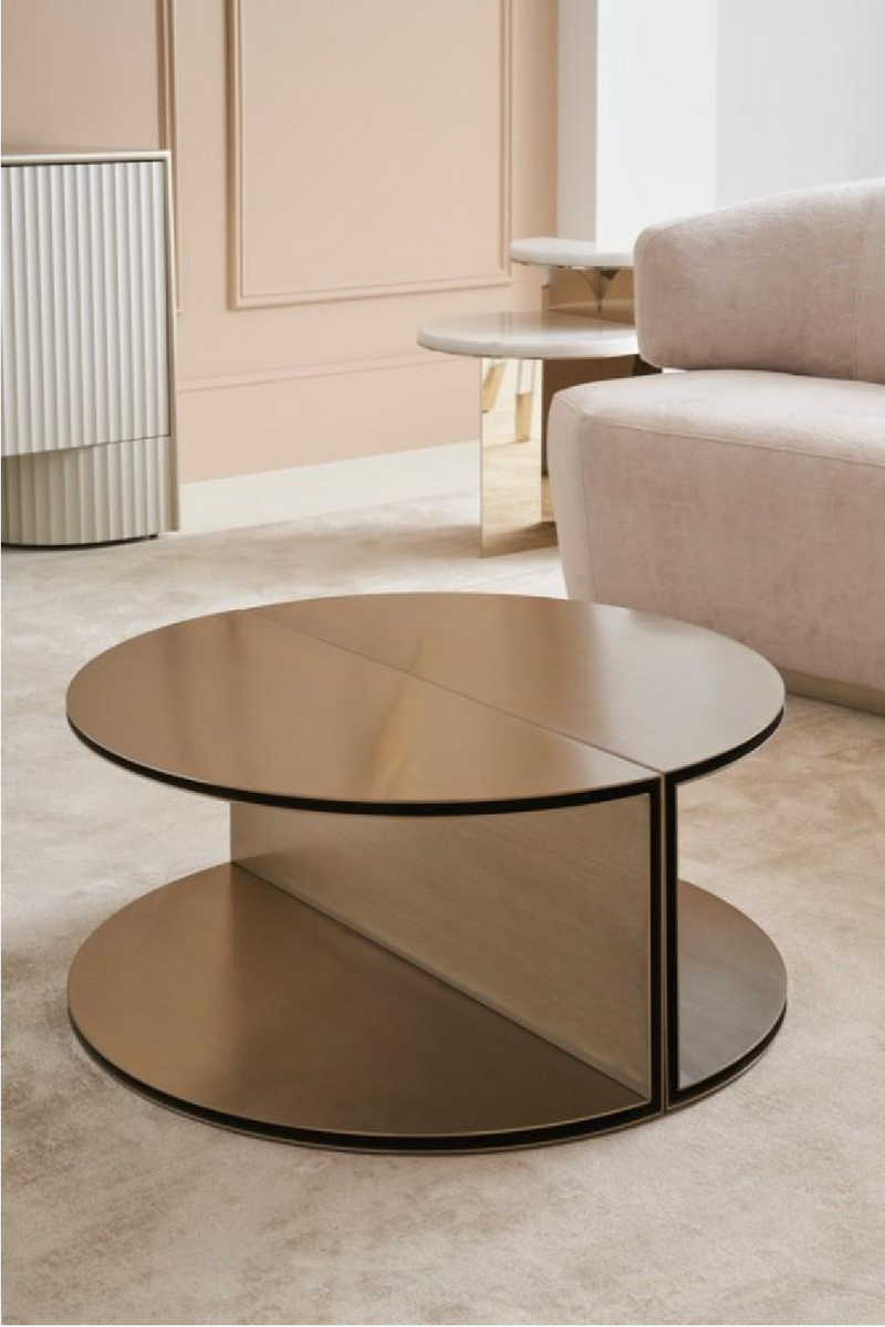 Table basse demi-lune en métal doré | Caracole All Together | Meubleluxe.fr