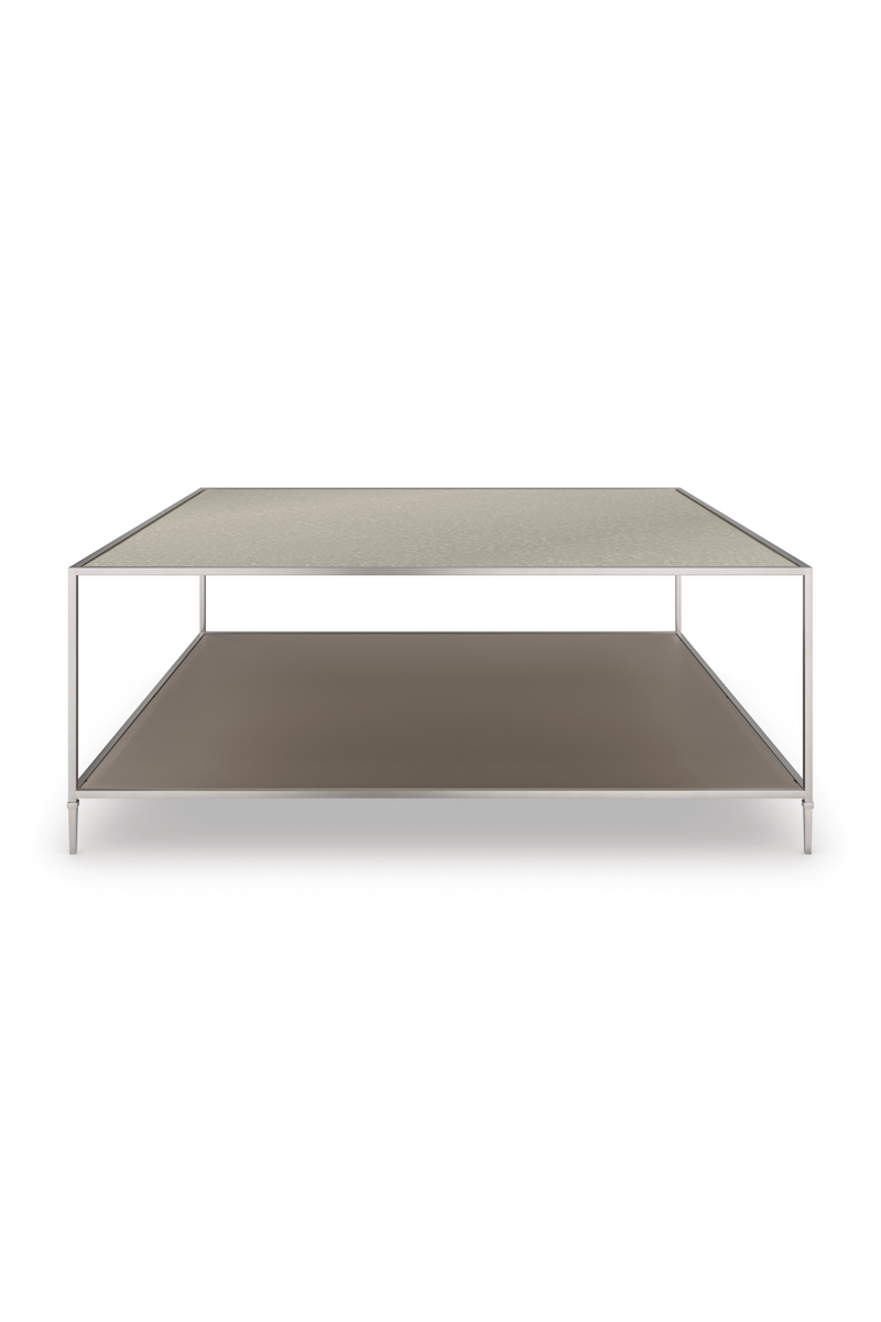 Table basse carrée en verre et métal | Caracole Shimmer | Meubleluxe.fr