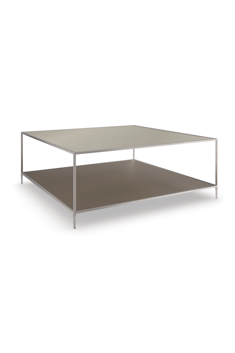 Table basse carrée en verre et métal | Caracole Shimmer | Meubleluxe.fr