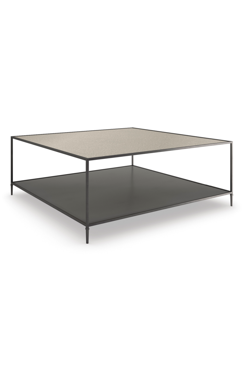 Table basse carrée en verre et métal | Caracole Smoulder | Meubleluxe.fr