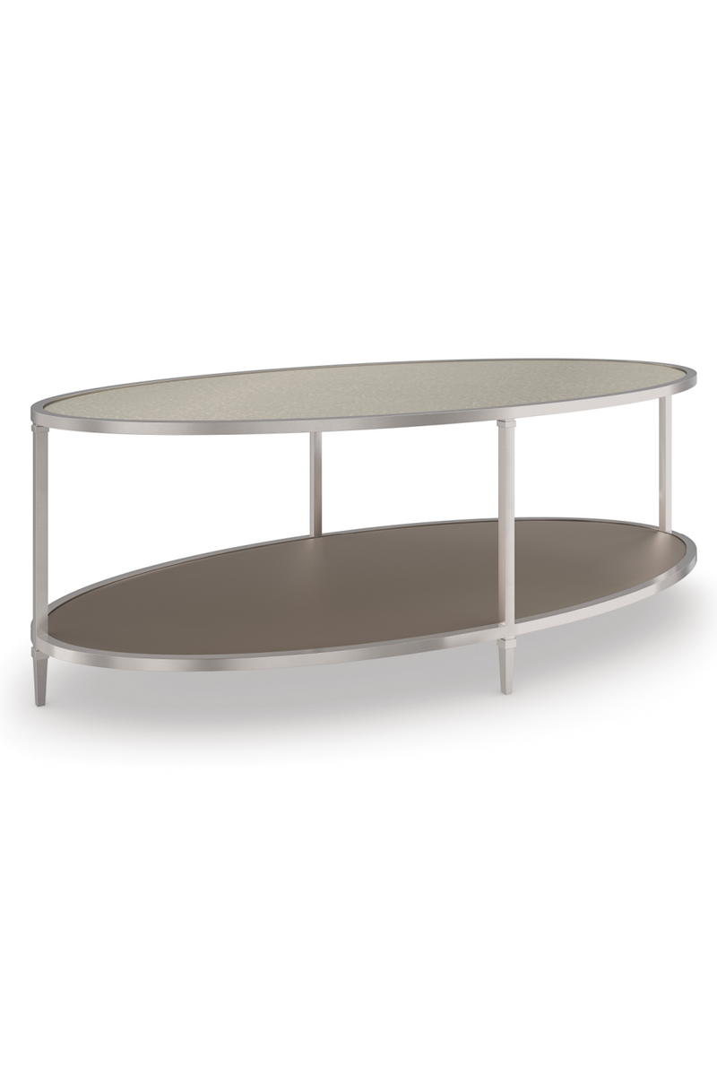 Table basse ovale en verre et métal | Caracole Shimmer | Meubleluxe.fr