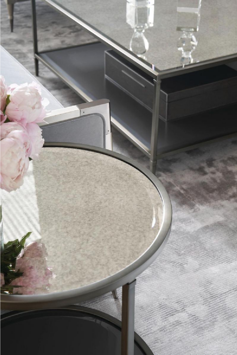 Table d'appoint ronde en verre et métal | Caracole Smoulder | Meubleluxe.fr