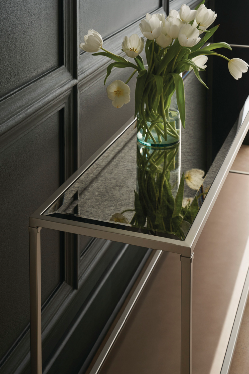 Console rectangulaire en verre et en bois | Caracole Shimmer | Meubleluxe.fr