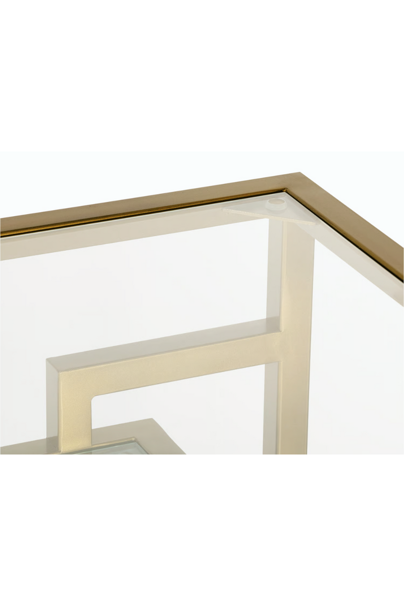 Console géométrique dorée en verre trempé | Andrew Martin Architect