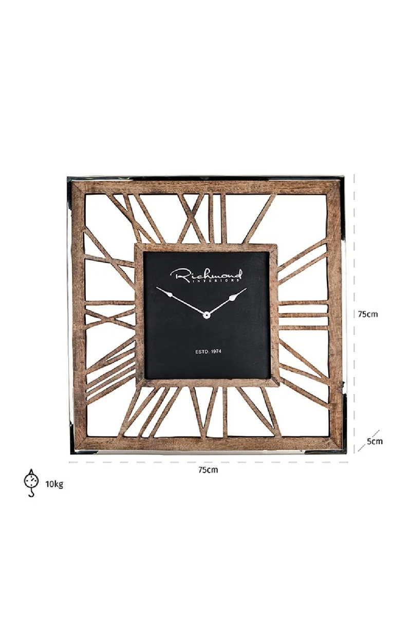 Clock Everson metal square (Brown)