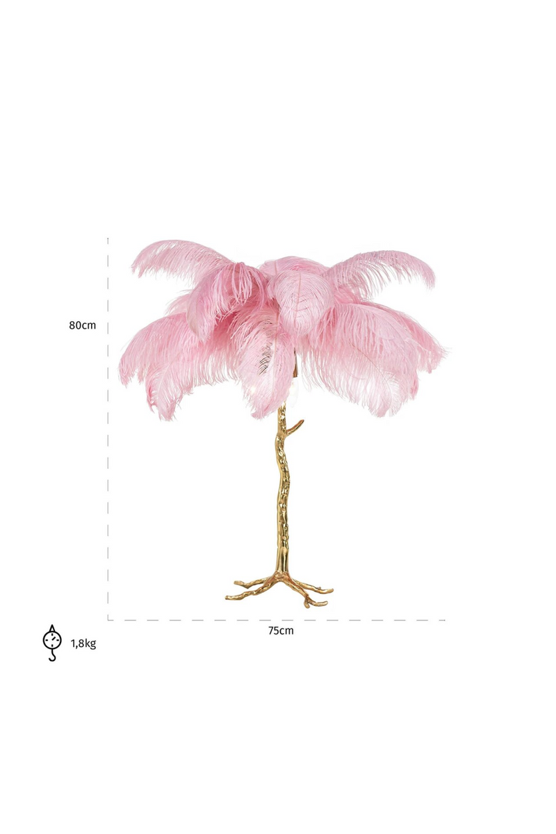 Lampe de Table Plume Rose | Richmond Upanova | Meubleluxe.fr