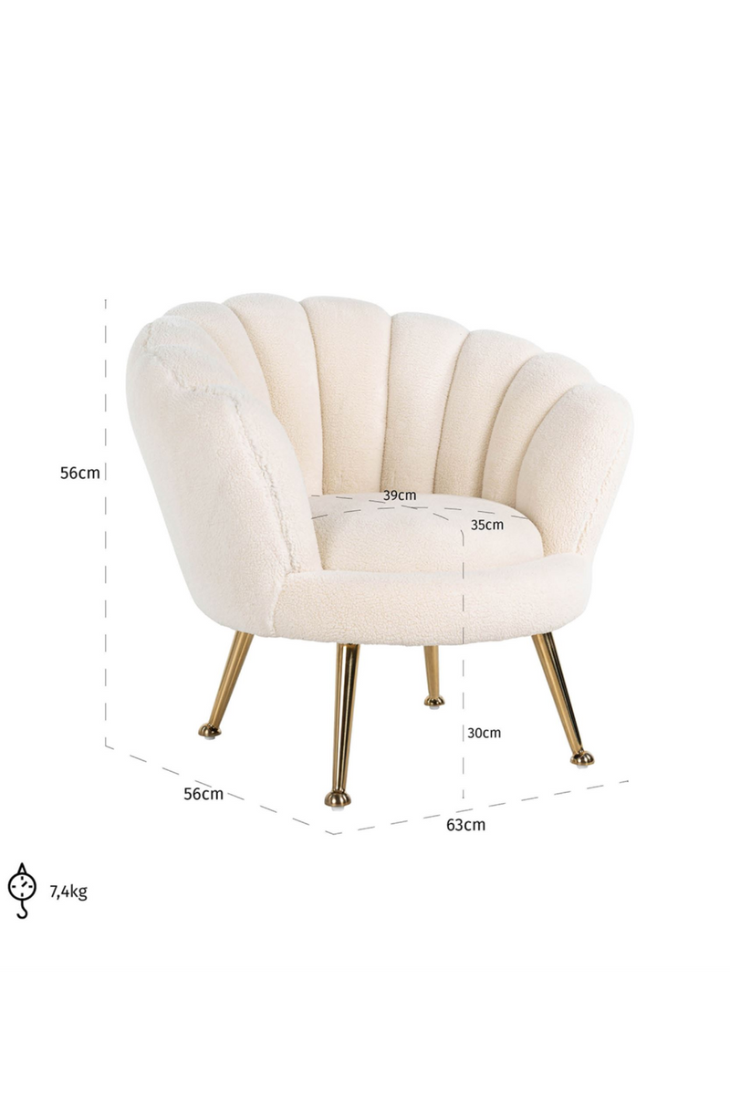 Kids chair Charly white teddy / gold (White)