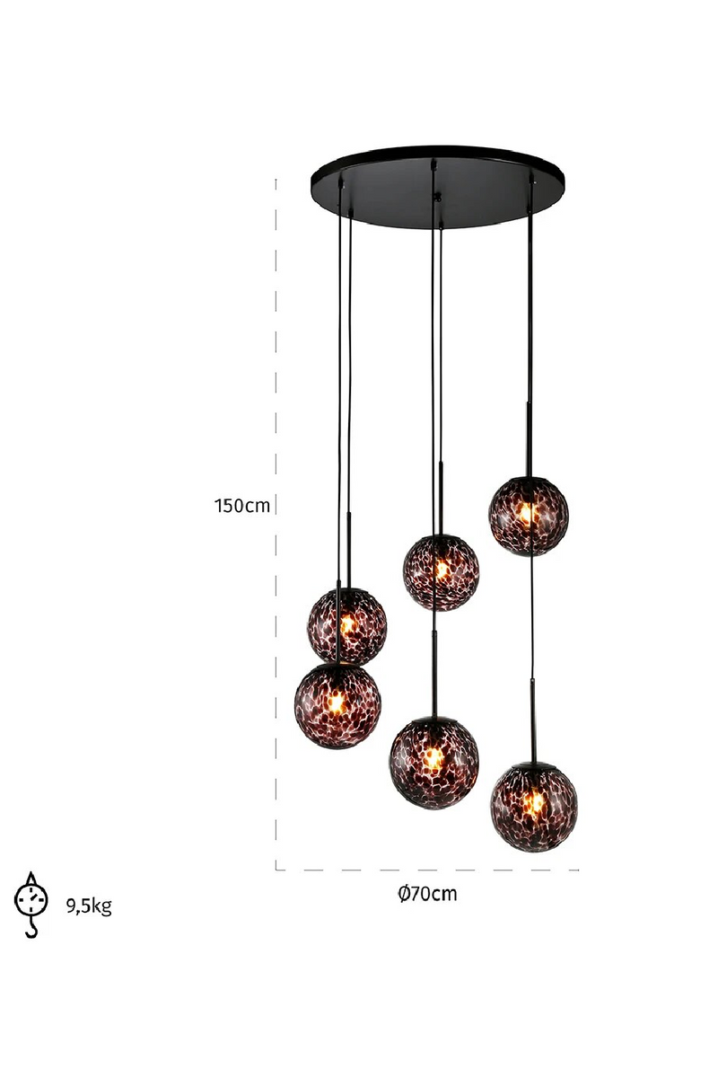 Lampe à suspension à six orbes en verre | Richmond Kyana | Meubleluxe.fr