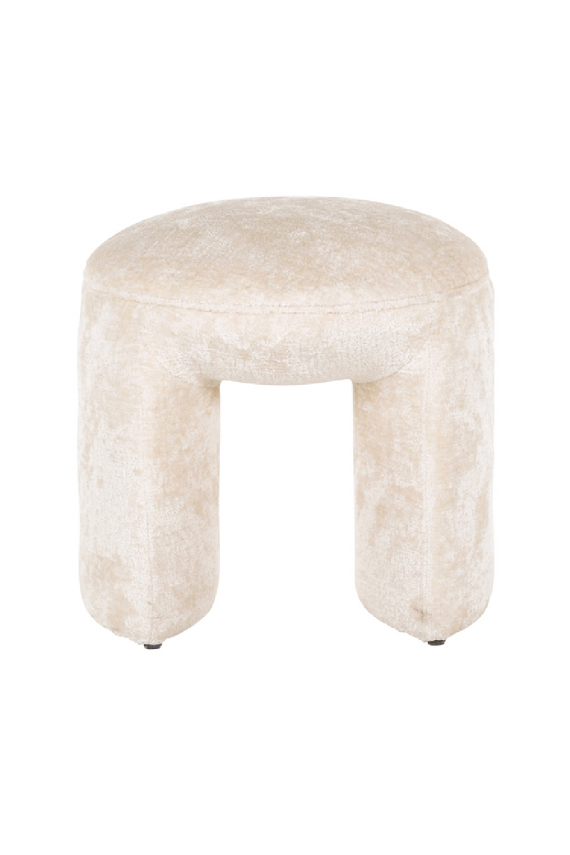 Pouf moderne en chenille blanc | Richmond Fargo | Meubleluxe.fr