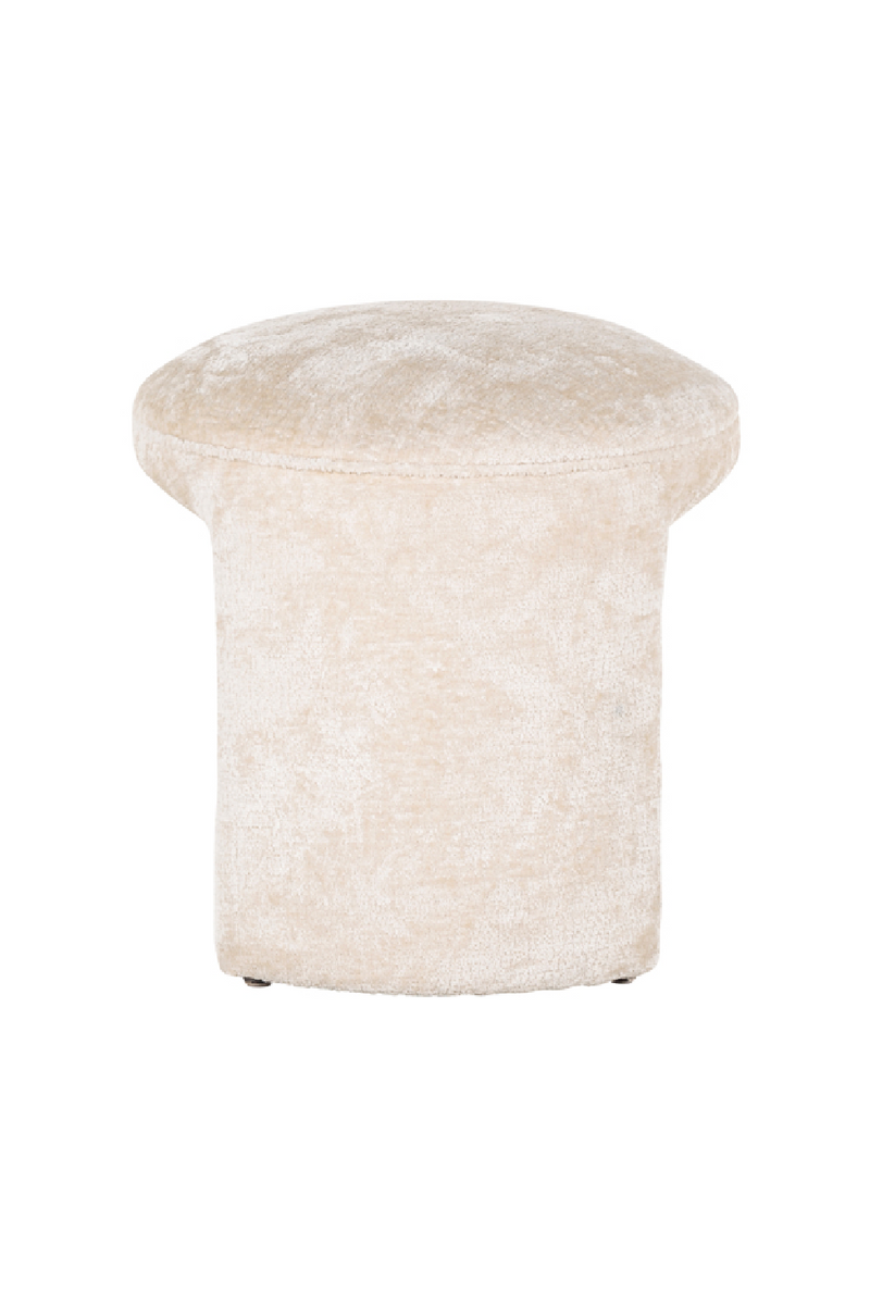 Pouf moderne en chenille blanc | Richmond Fargo | Meubleluxe.fr