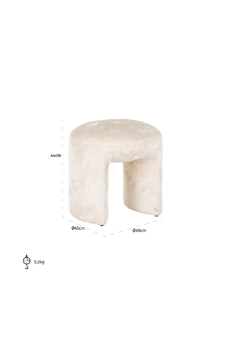 Pouf moderne en chenille blanc | Richmond Fargo | Meubleluxe.fr