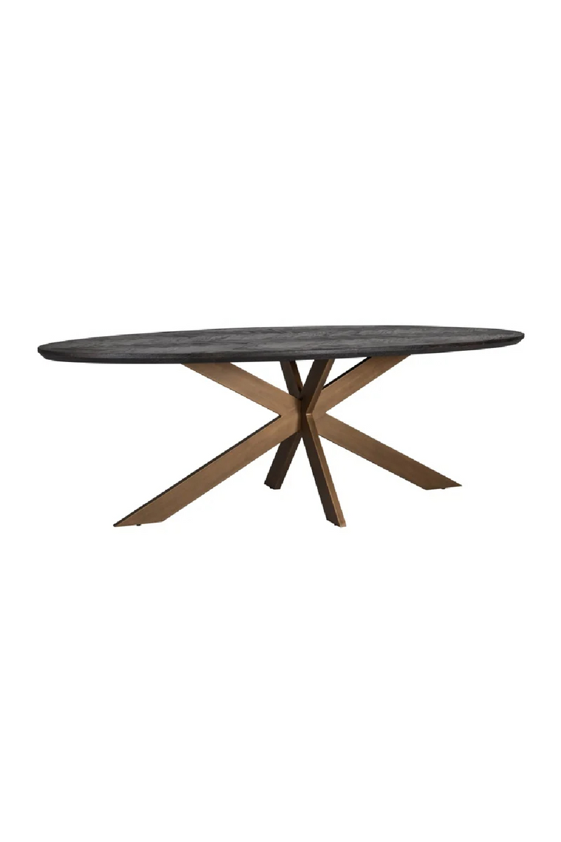 Table de salle à manger ovale en chêne et laiton 260 cm | Richmond Blackbone | Meubleluxe.fr