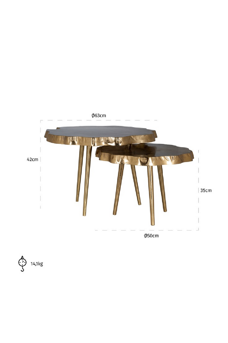 Table basse gigogne en métal doré (lot de 2) | Richmond Phoeby | Meubleluxe.fr