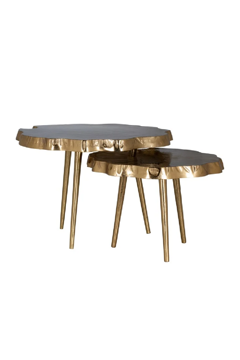 Table basse gigogne en métal doré (lot de 2) | Richmond Phoeby | Meubleluxe.fr