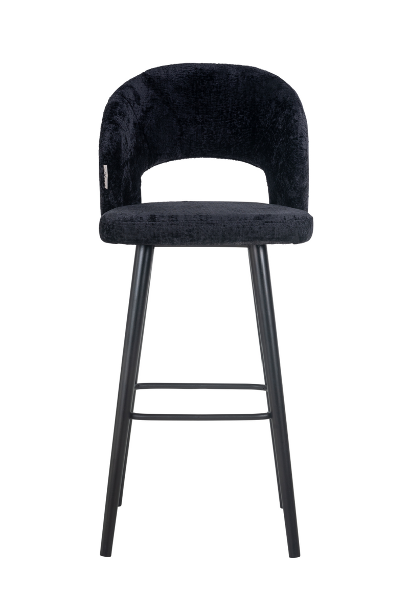 Chaise de bar en chenille noir | Richmond Savoy | Meubleluxe.fr