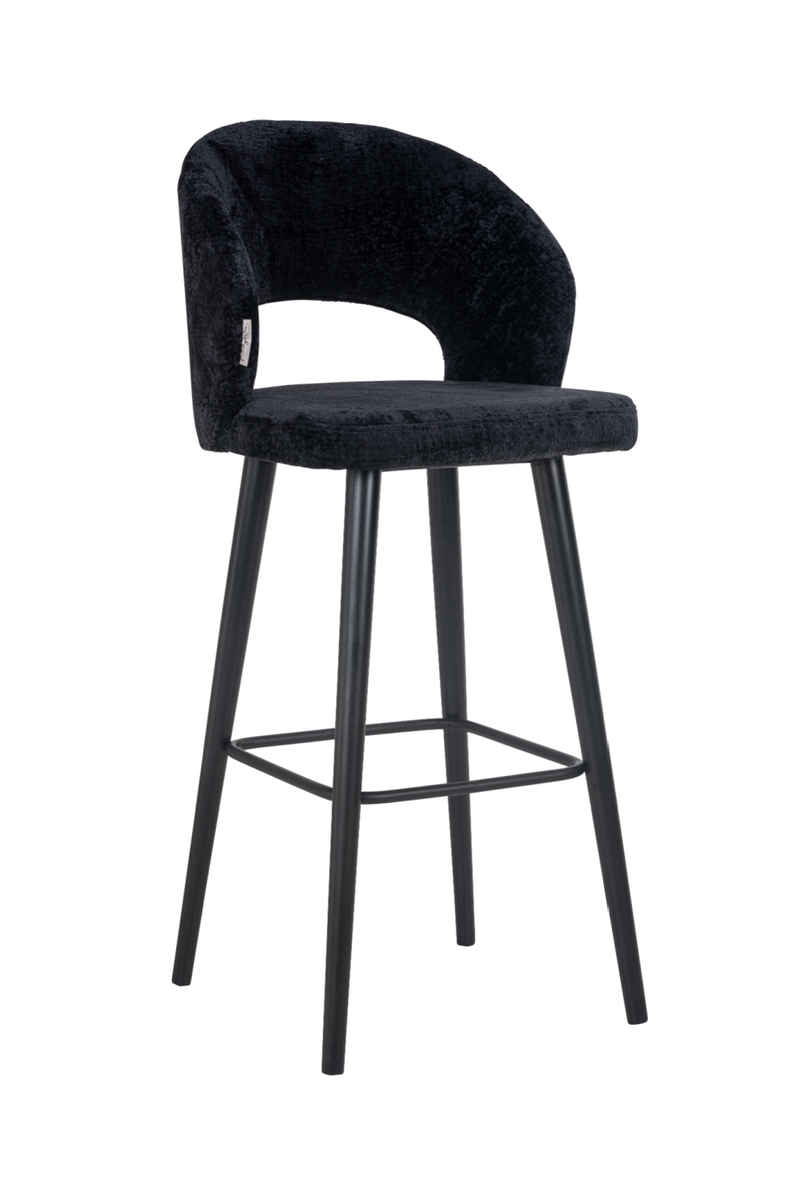 Chaise de bar en chenille noir | Richmond Savoy | Meubleluxe.fr