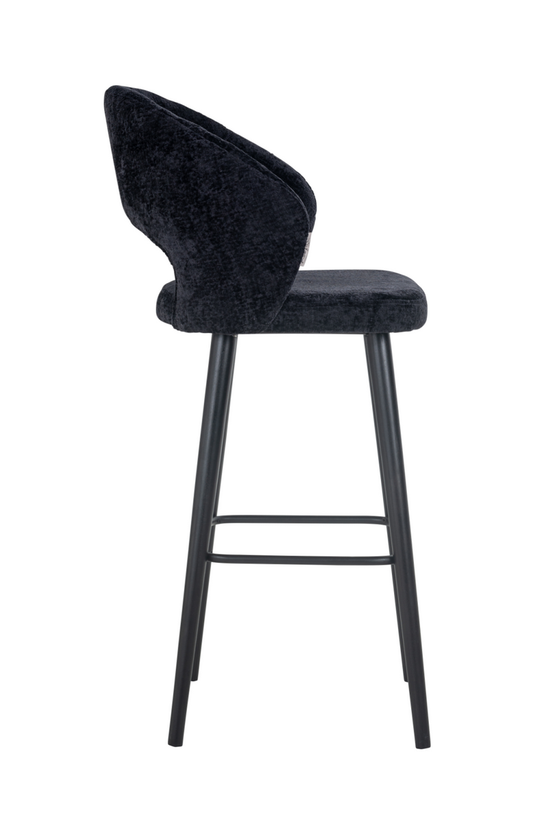 Chaise de bar en chenille noir | Richmond Savoy | Meubleluxe.fr