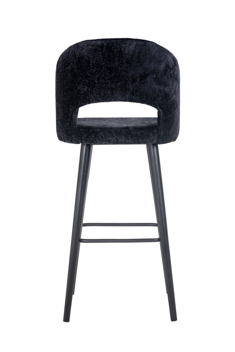 Chaise de bar en chenille noir | Richmond Savoy | Meubleluxe.fr